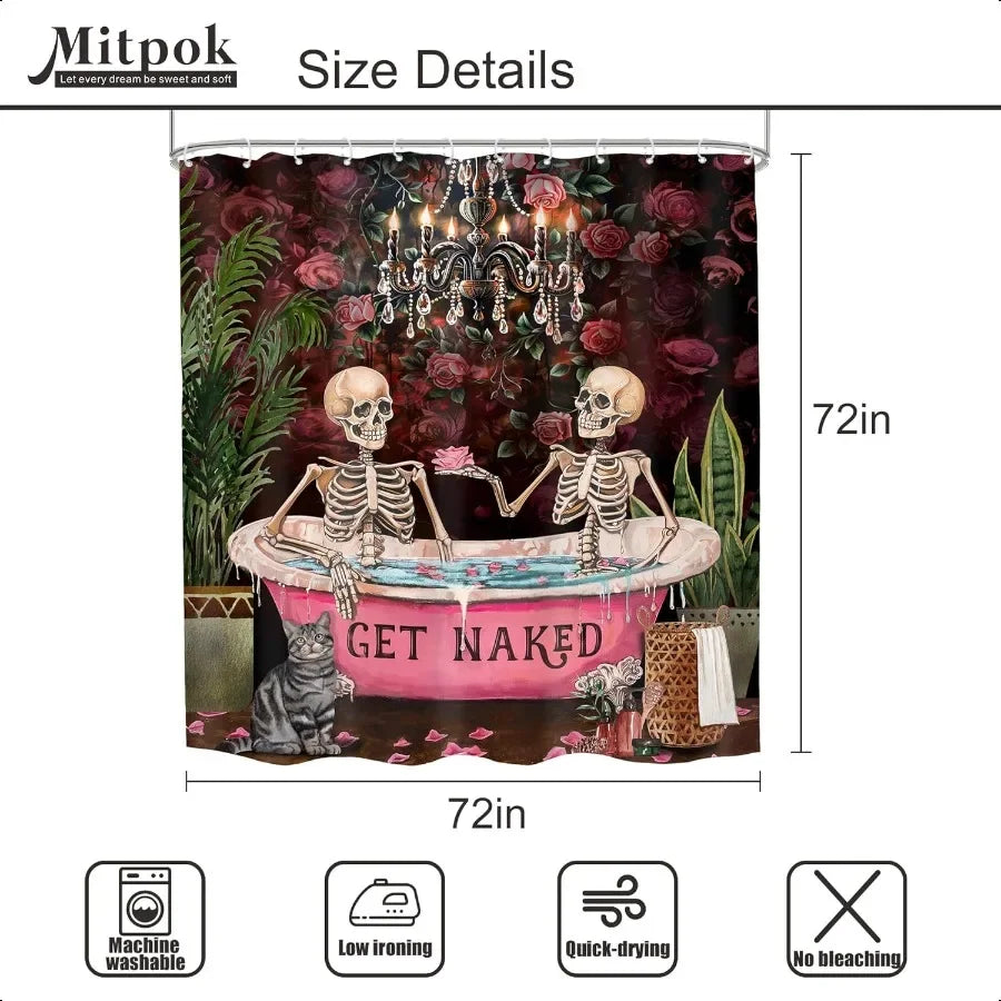 Gothic Skull Shower Curtain Set 72x72 Inches And Bath Rug