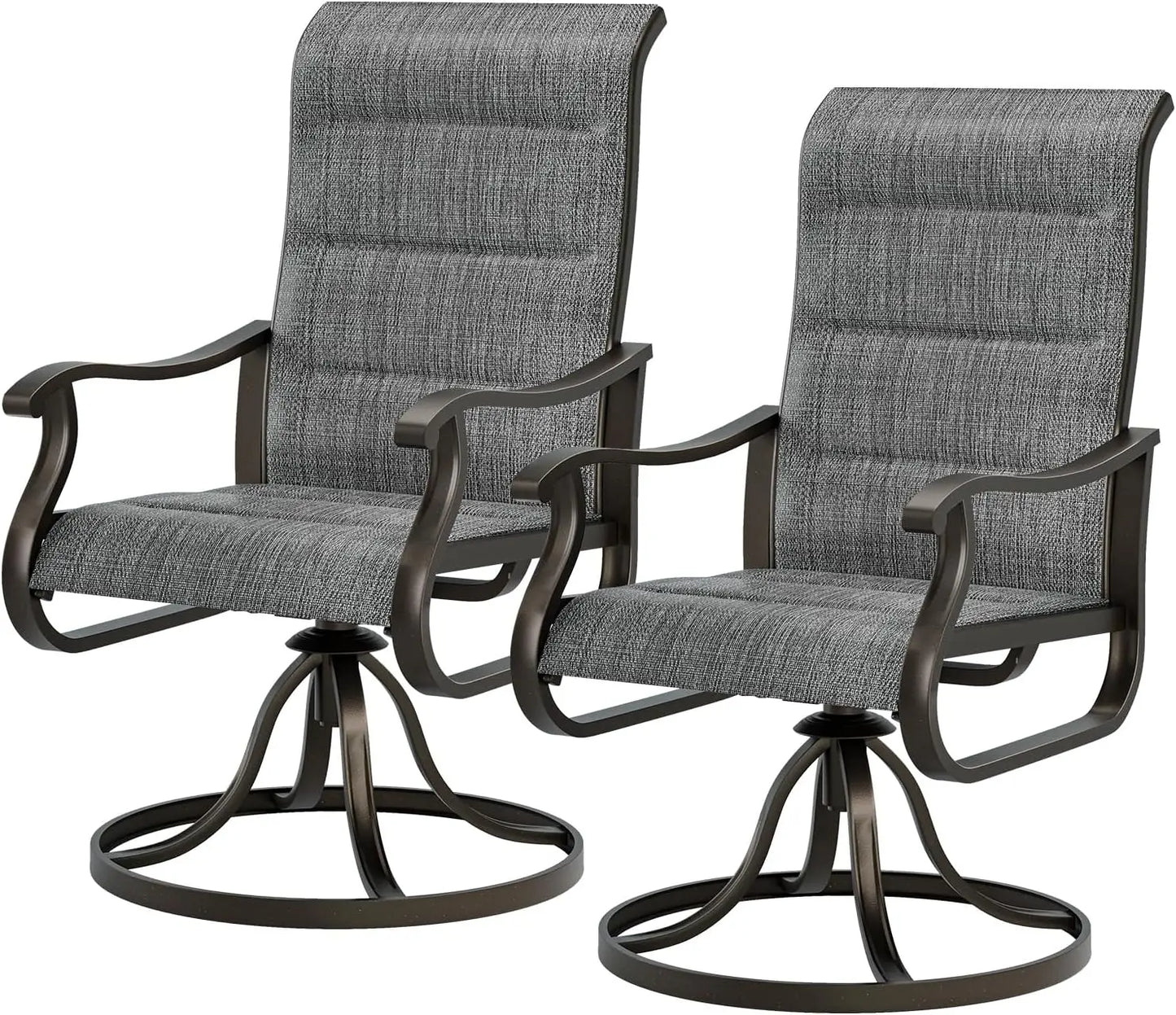 Patio Swivel Chairs Outdoor High Back Textilene Set of 2