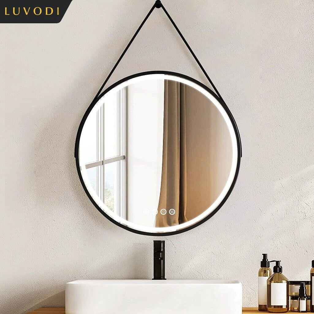 LUVODI Round Dimmable Fogless Mirror With Black Gold Frame