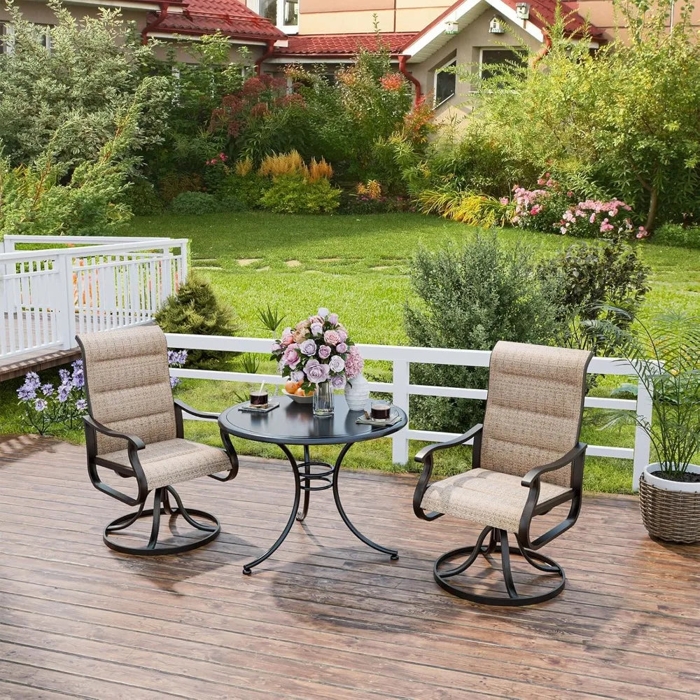 Patio Swivel Chairs Outdoor High Back Textilene Set of 2