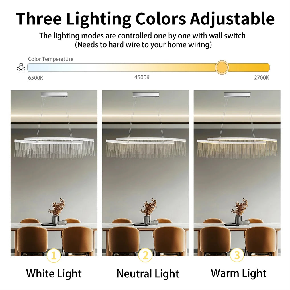 Modern Crystal Chandelier Pendant Light Dimmable LED Dining