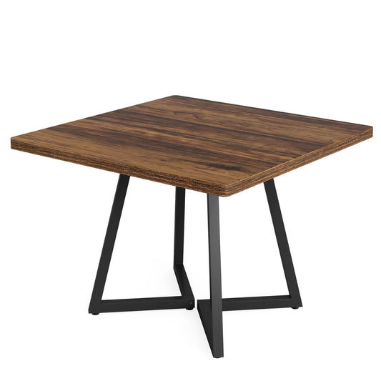 Tribesigns Square Dining Table For 4 Industrial Metal Base