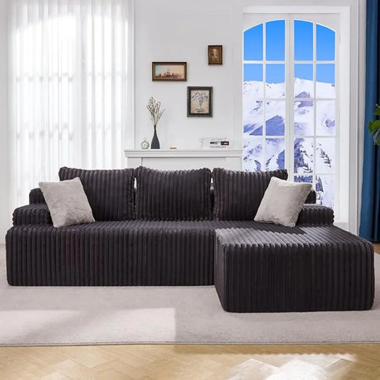 Modular L Shaped 3 Seat Sectional Memory Foam Storage Sofa