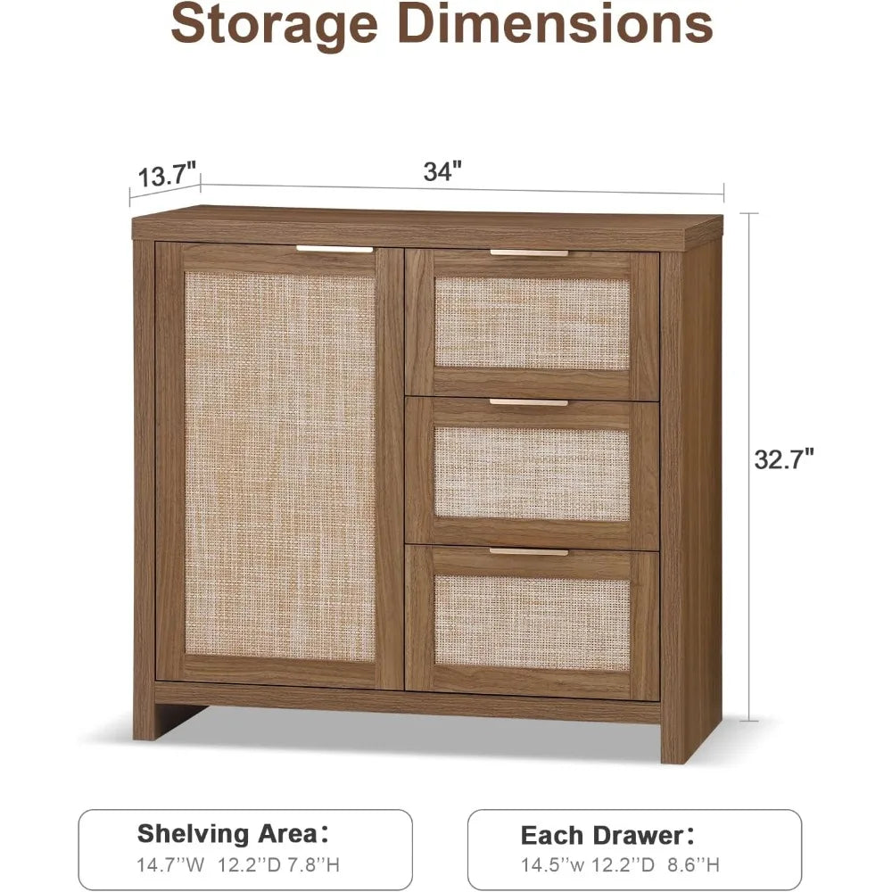 Hampstead Storage Set Rattan Sideboard 3 Doors 3 Drawers