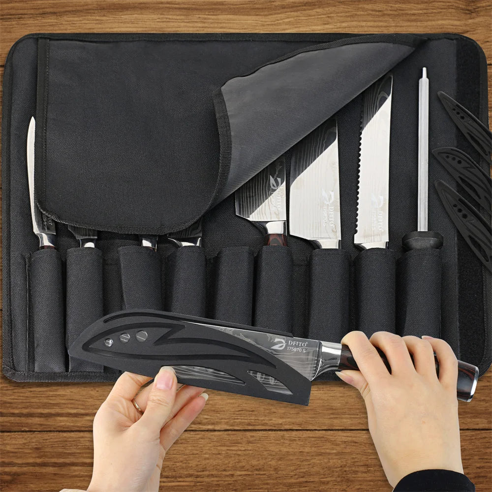 MDHAND 8-Piece Damascus Stainless Steel Kitchen Knives Set With Bag