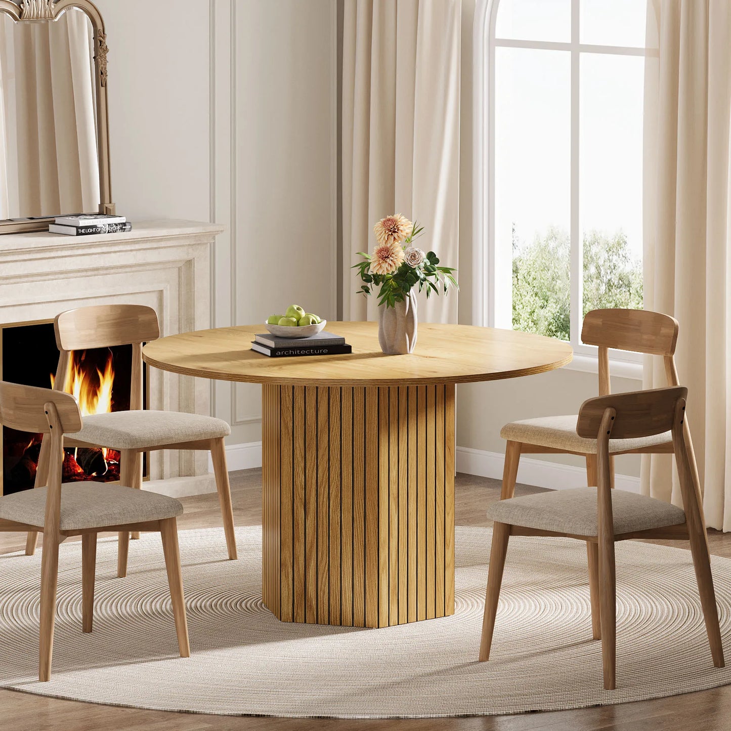 Tribesigns Round Wood Dining Table For Dining Room