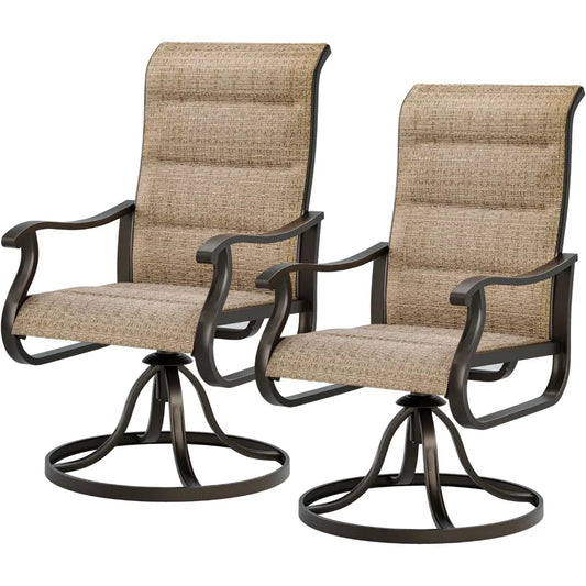 Patio Swivel Chairs Outdoor High Back Textilene Set of 2