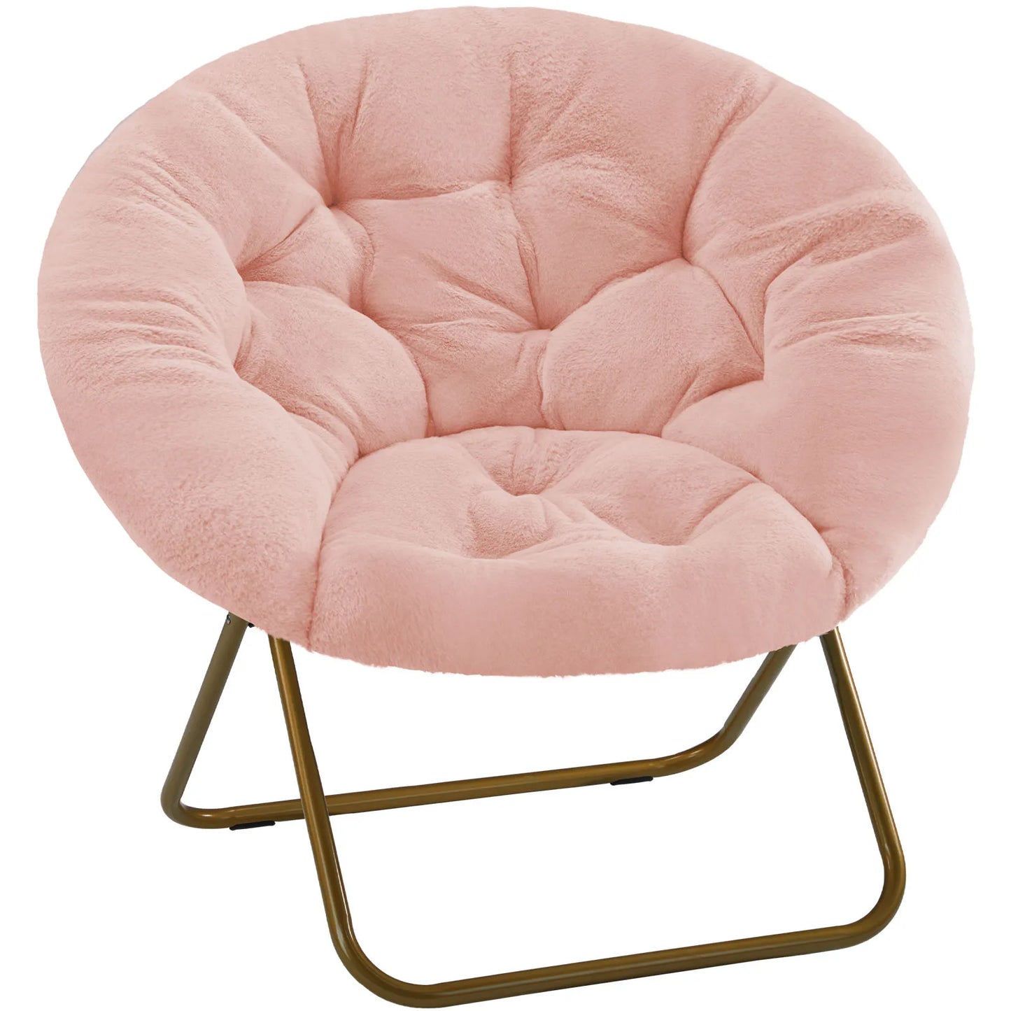 JHK Cozy Saucer Chair Faux Fur Folding Living Room Lounge