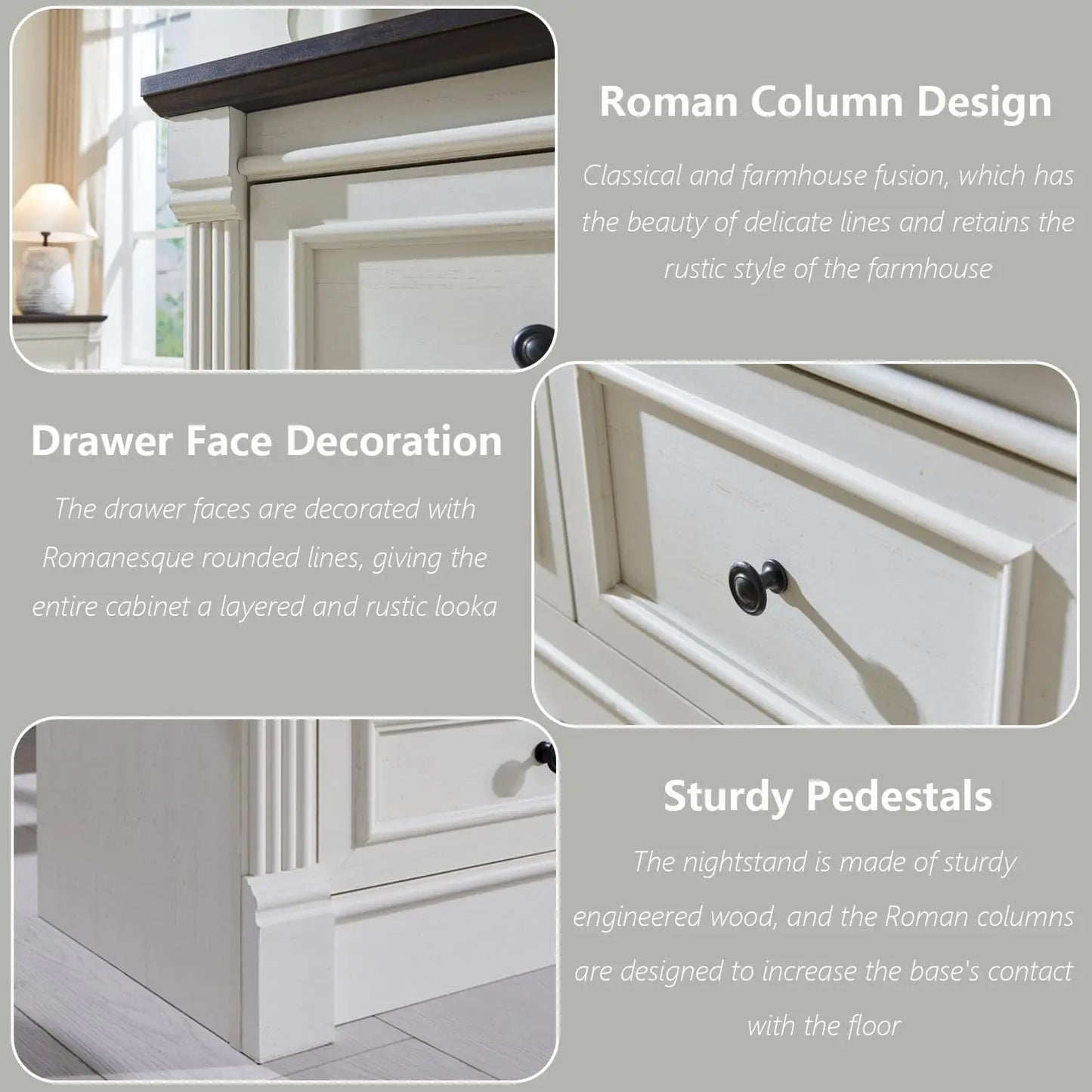 Gyroor Farmhouse 7 Drawer Dresser Roman Column Style