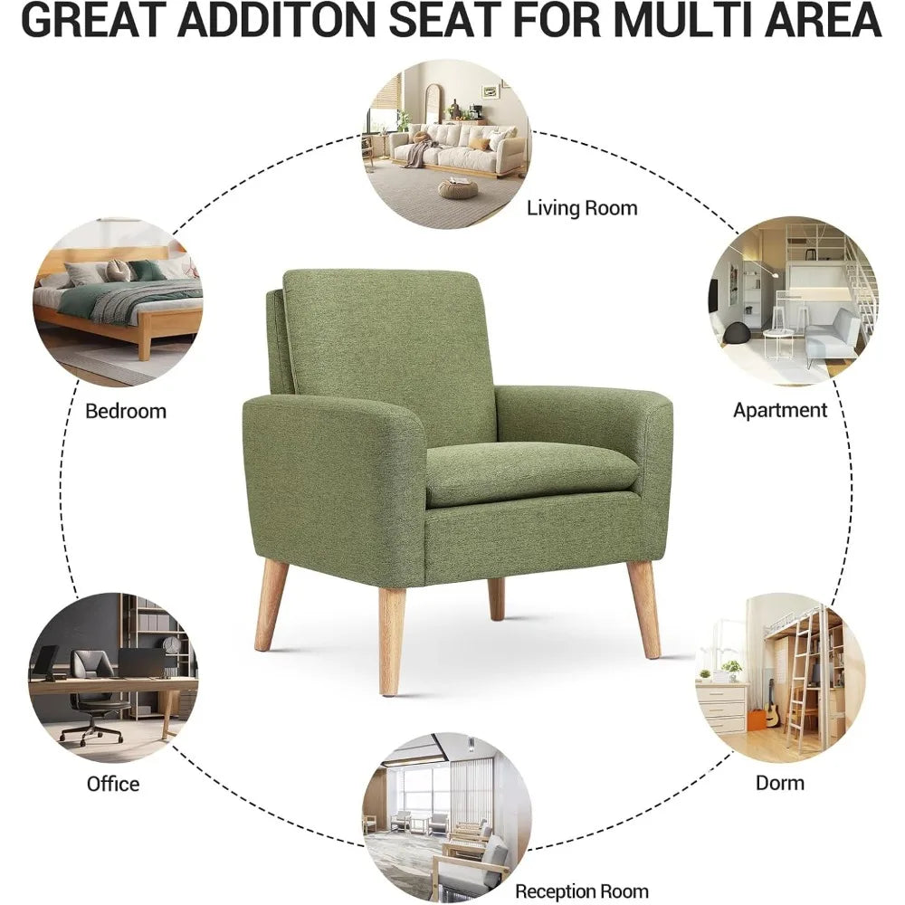 Accent Chair Set of 2 Mid Century Modern Upholstered Chairs