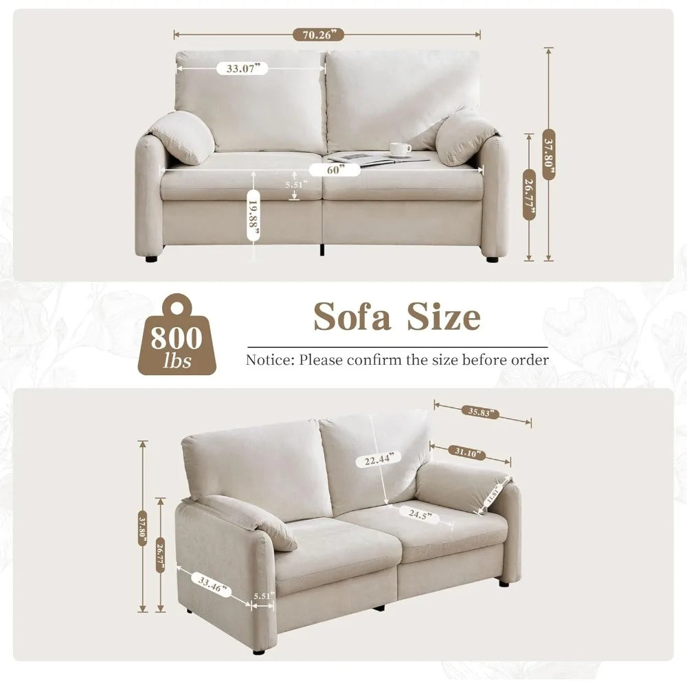 Oversized Armchair Loveseat 60 Wide for Living Room