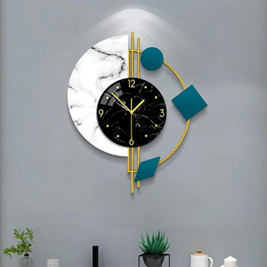 Silent Marble Semicircle Wall Clock Quartz Gift Living Room