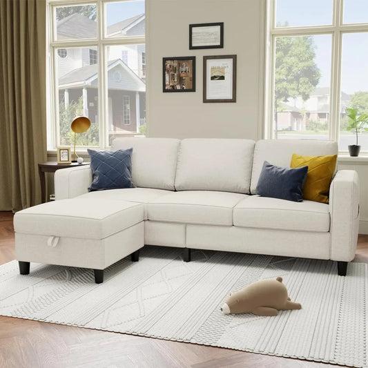 Sectional Sofa Couches For Living Room Beige 78 Inch