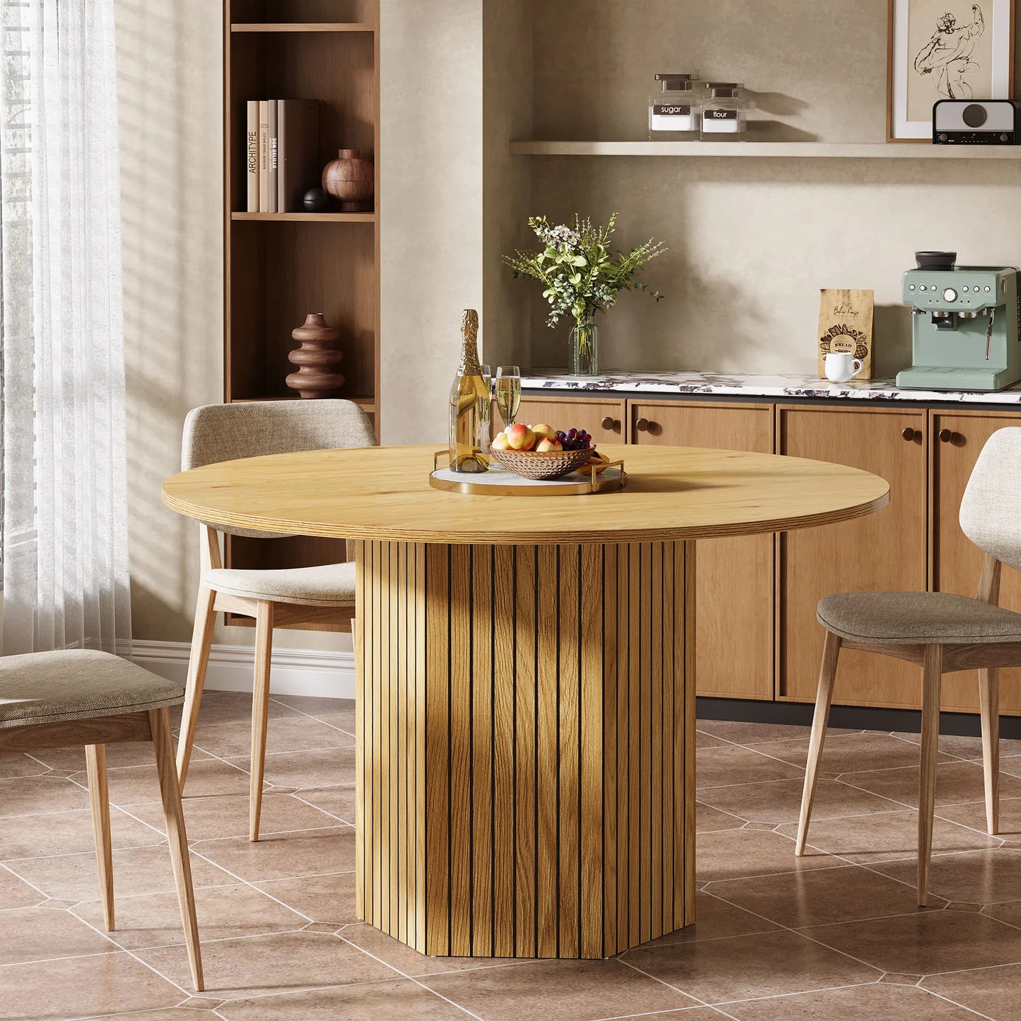 Tribesigns Round Wood Dining Table For Dining Room