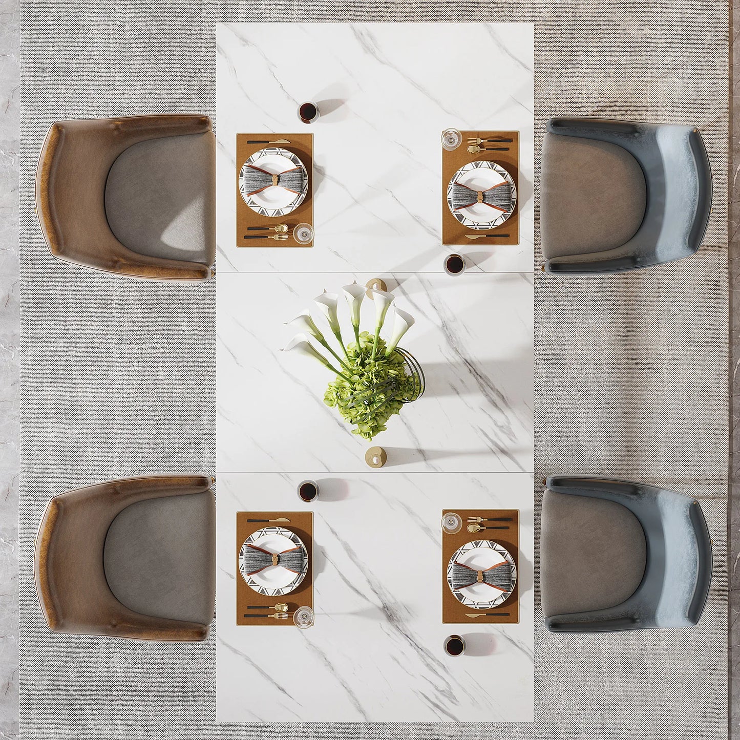 Tribesigns Dining Table For 4 To 6 With Faux Marble Top