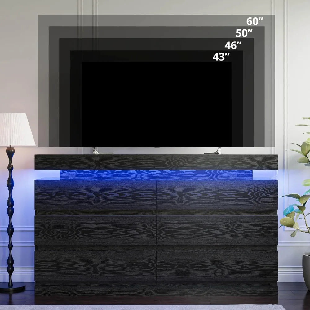 HUANZHUANG 6 Drawer Dresser Wood Bedroom Storage Chest