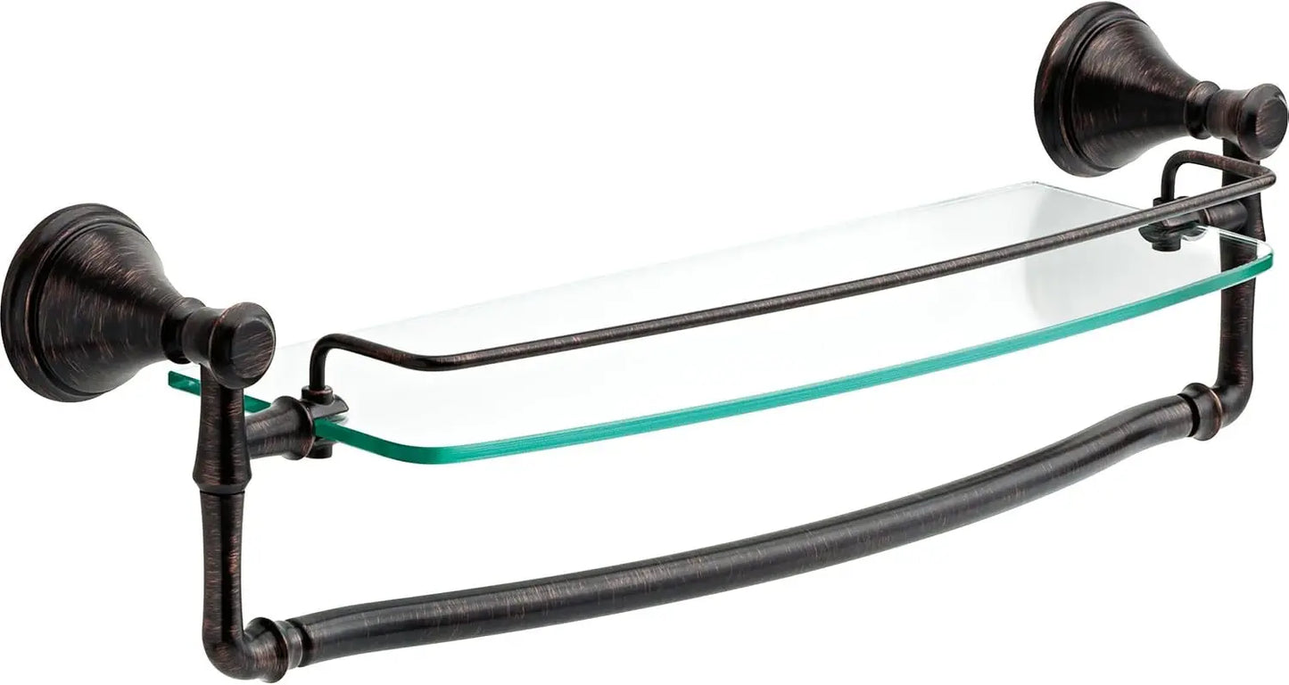 Delta Cassidy Glass Bathroom Shelf With Towel Bar Premium