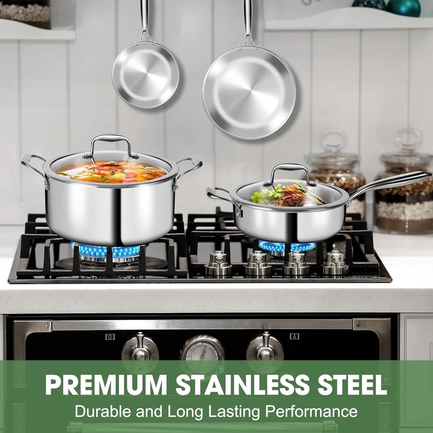 3 Ply Stainless Steel 11 Piece Cookware Set Induction Safe