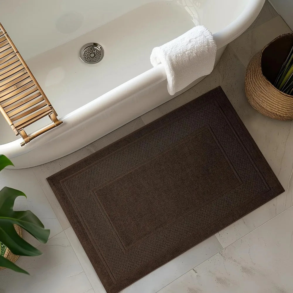 Ringspun Cotton Bath Mats Absorbent Set of 2 Quick Dry