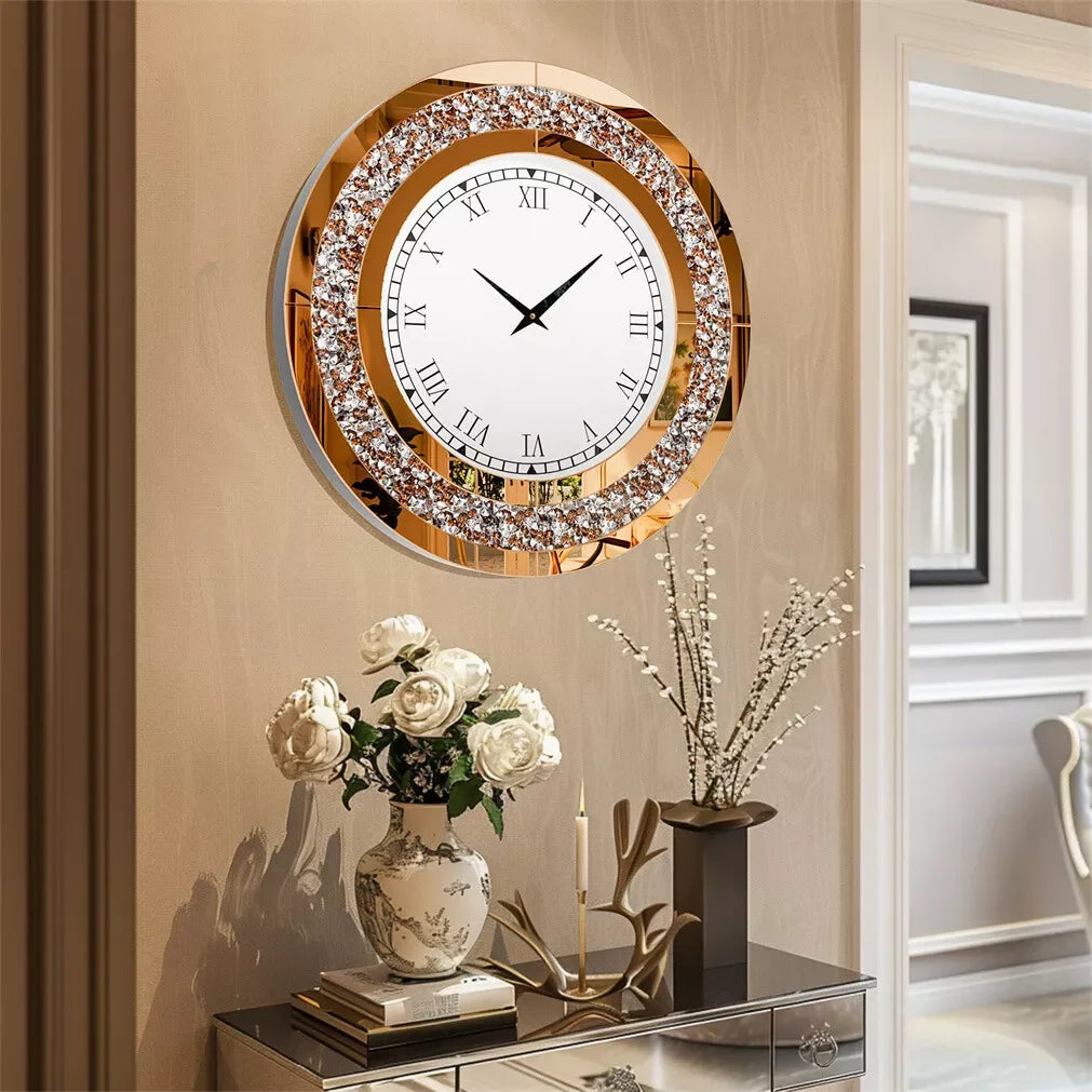 Luvodi 32 Inch Modern 3D Wall Clock Crystal Roman Numerals