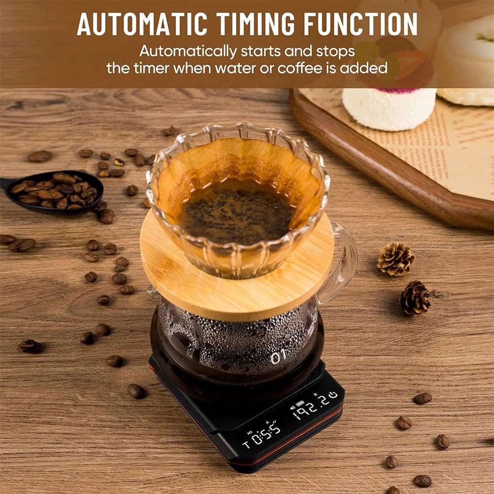 Electronic Coffee Scale With Timer LED Display 0.1g Compact