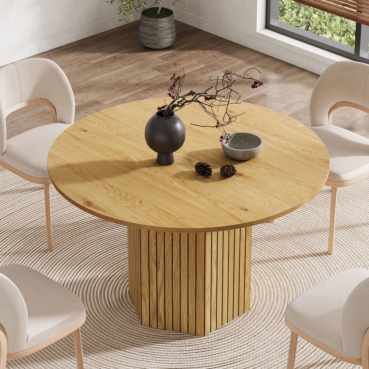 Tribesigns Round Wood Dining Table For Dining Room
