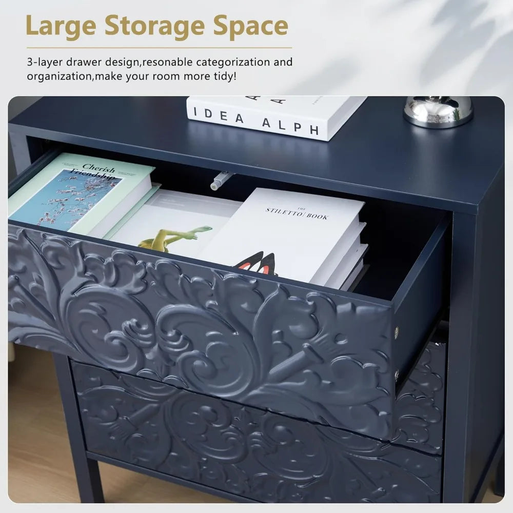 Abo Luxury 3 Drawer Dresser Bedroom Storage Chest Unit