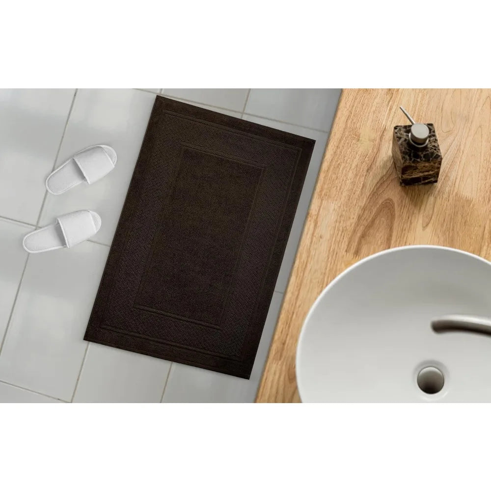 Ringspun Cotton Bath Mats Absorbent Set of 2 Quick Dry