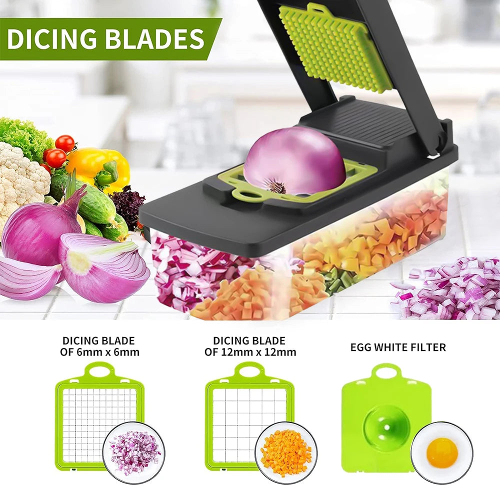 Multifunctional 14 In 1 Onion And Vegetable Chopper Shredder Slicer
