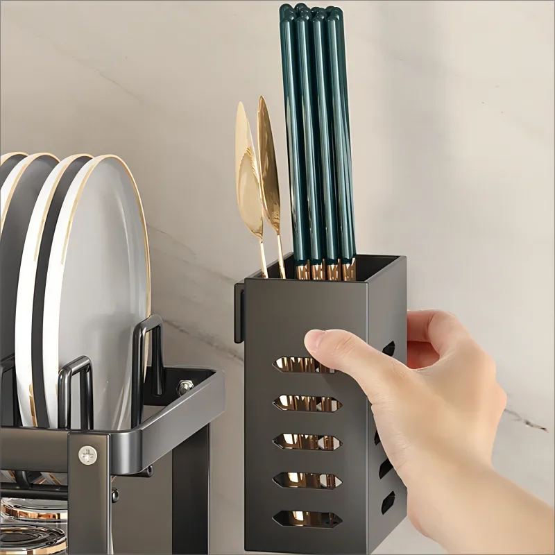 ATMDOG Over Sink Adjustable Dish Drying Rack With Drainboard