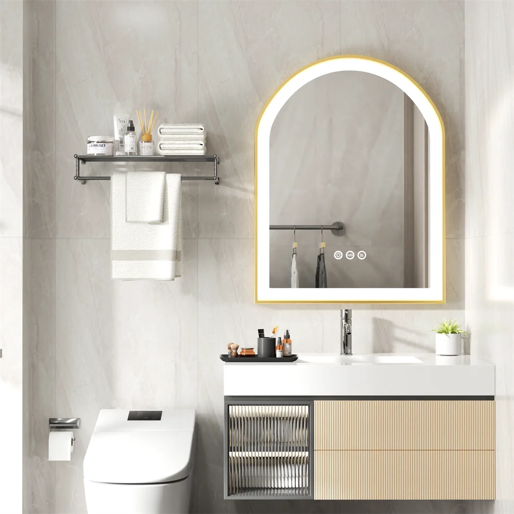LUVODI Arch LED Bathroom Mirror With Demister And Frame