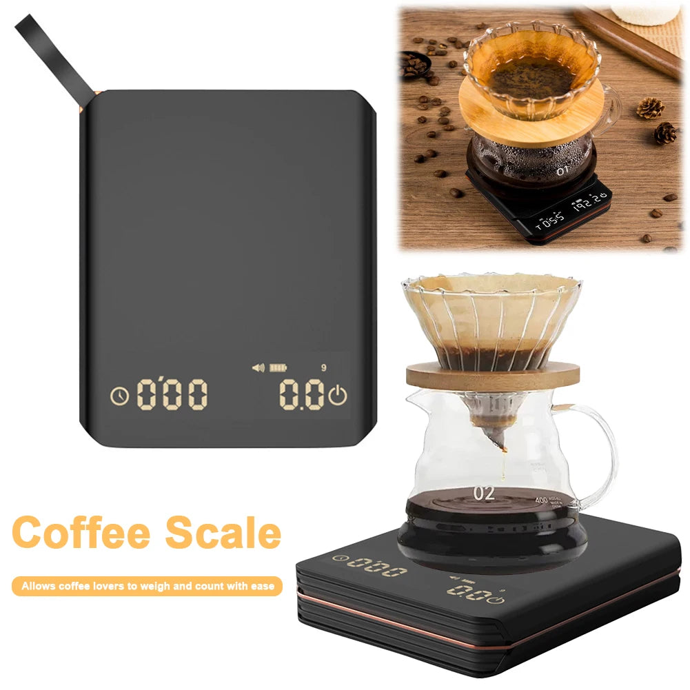 Electronic Coffee Scale With Timer LED Display 0.1g Compact