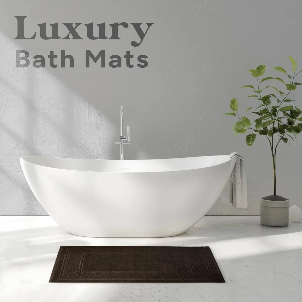 Ringspun Cotton Bath Mats Absorbent Set of 2 Quick Dry