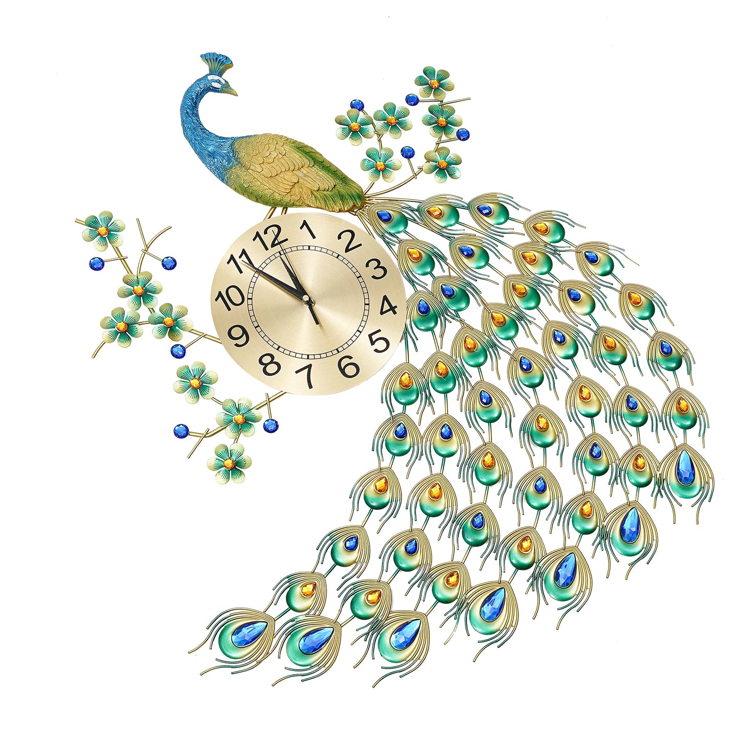 3D European Style Peacock Wall Clock Modern Decorative
