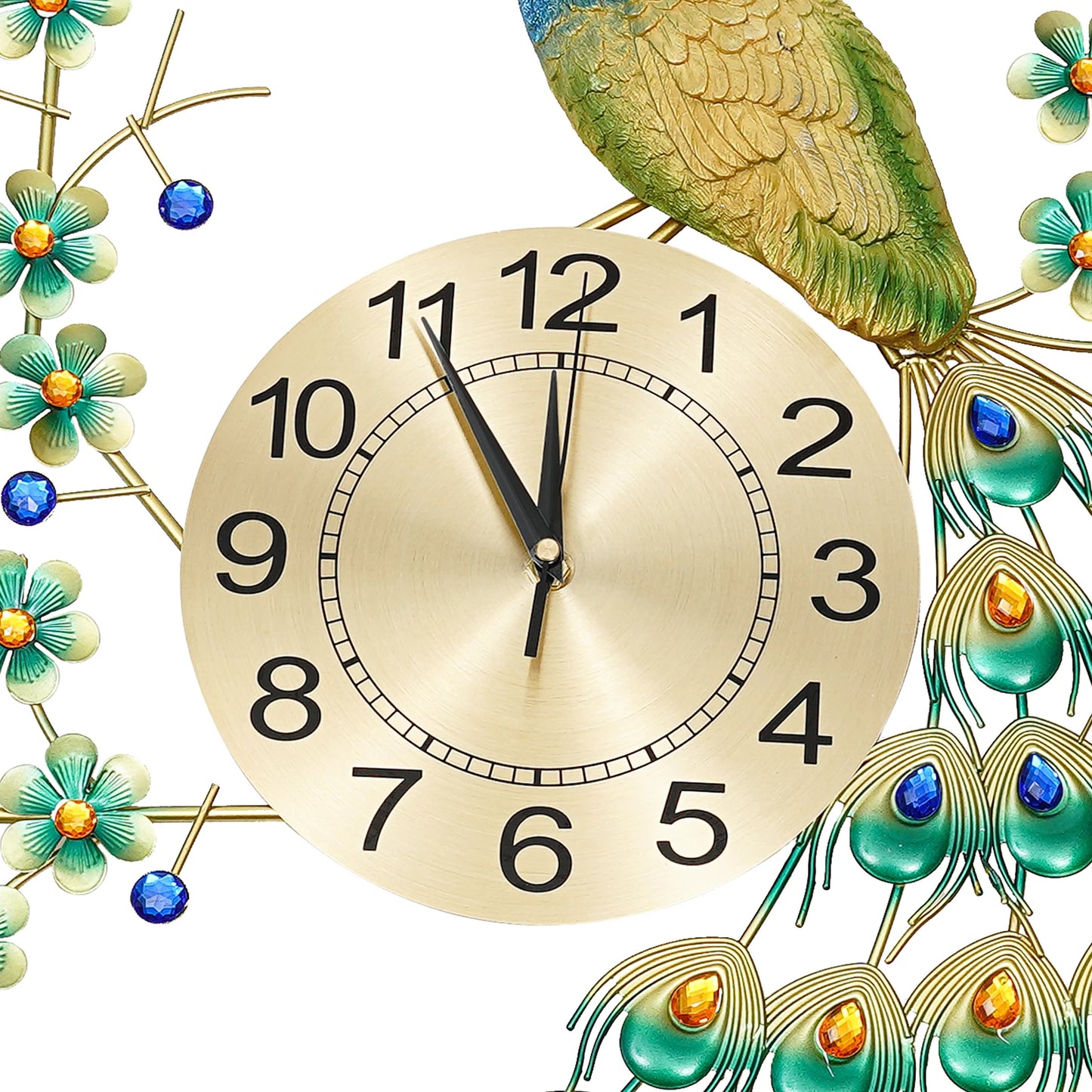 3D European Style Peacock Wall Clock Modern Decorative
