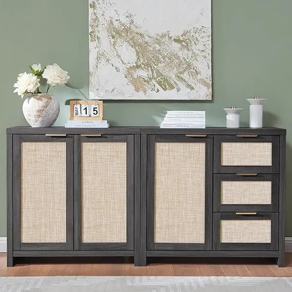 Hampstead Storage Set Rattan Sideboard 3 Doors 3 Drawers