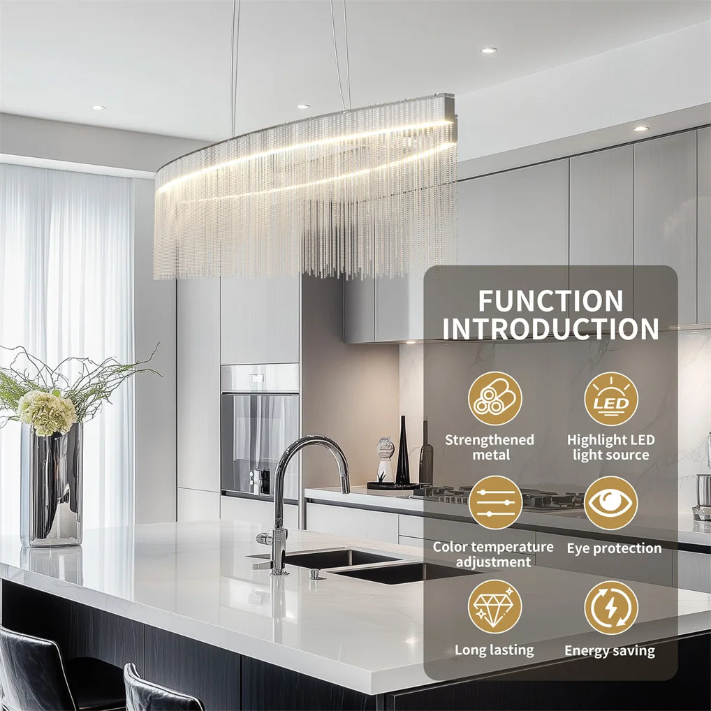 Modern Crystal Chandelier Dining Pendant Dimmable Led