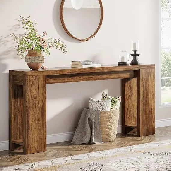 Extra Long Farmhouse Console Table For Sofa Living Room