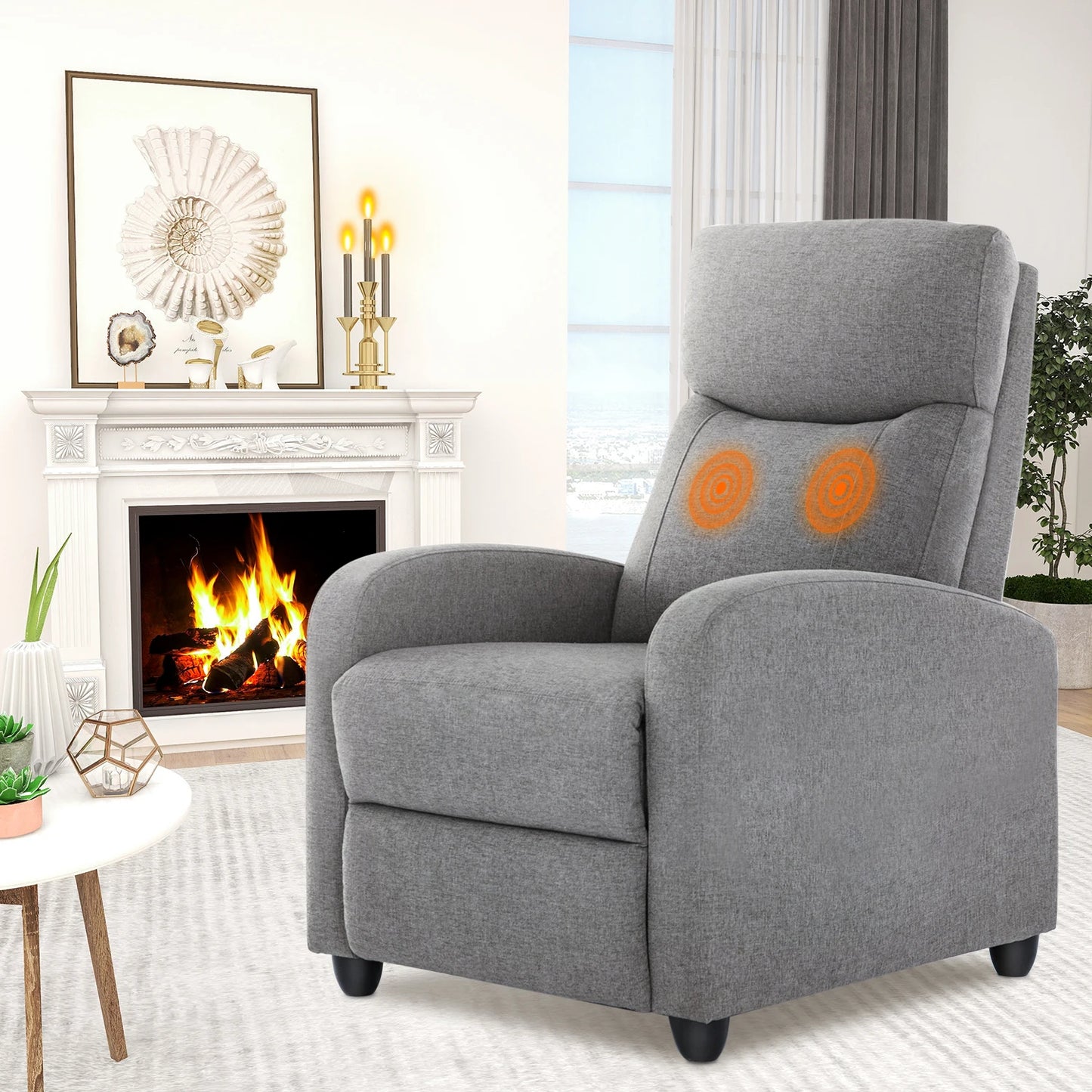 JHK Recliner Chair Massage Sofa With Lumbar Support Grey