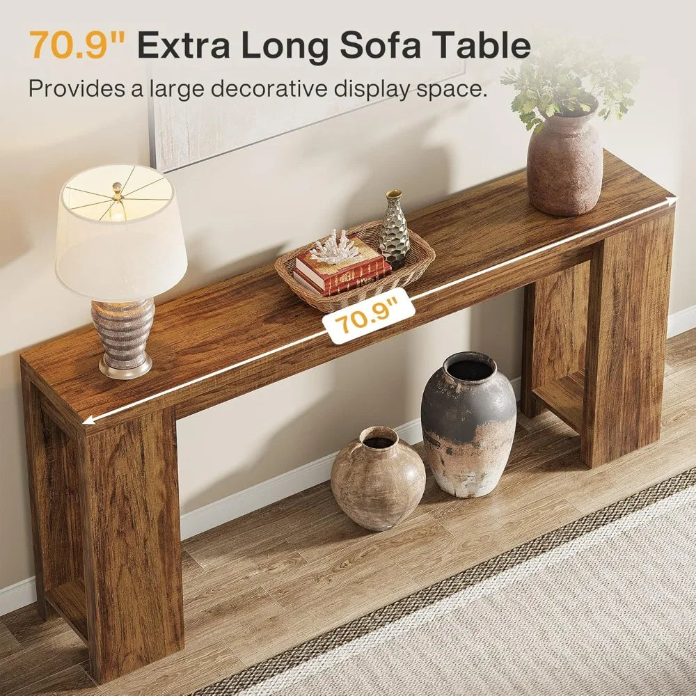 Extra Long Farmhouse Console Table For Sofa Living Room