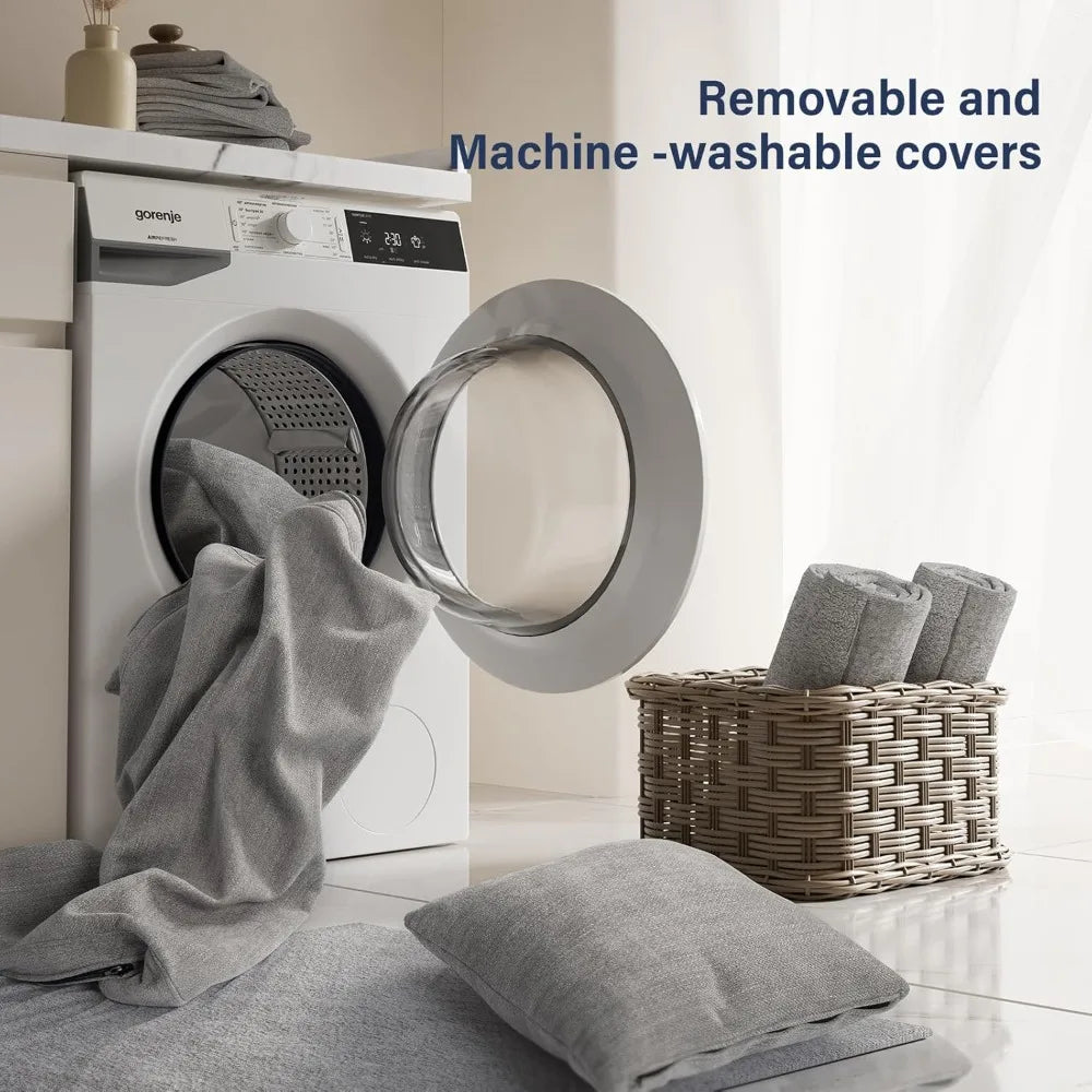 Chenille Sofa Three Seater For Small Spaces With Pillows