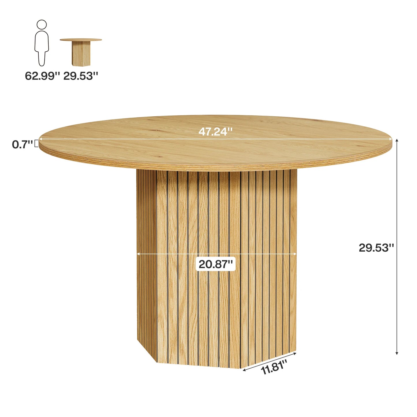 Tribesigns Round Wood Dining Table For Dining Room
