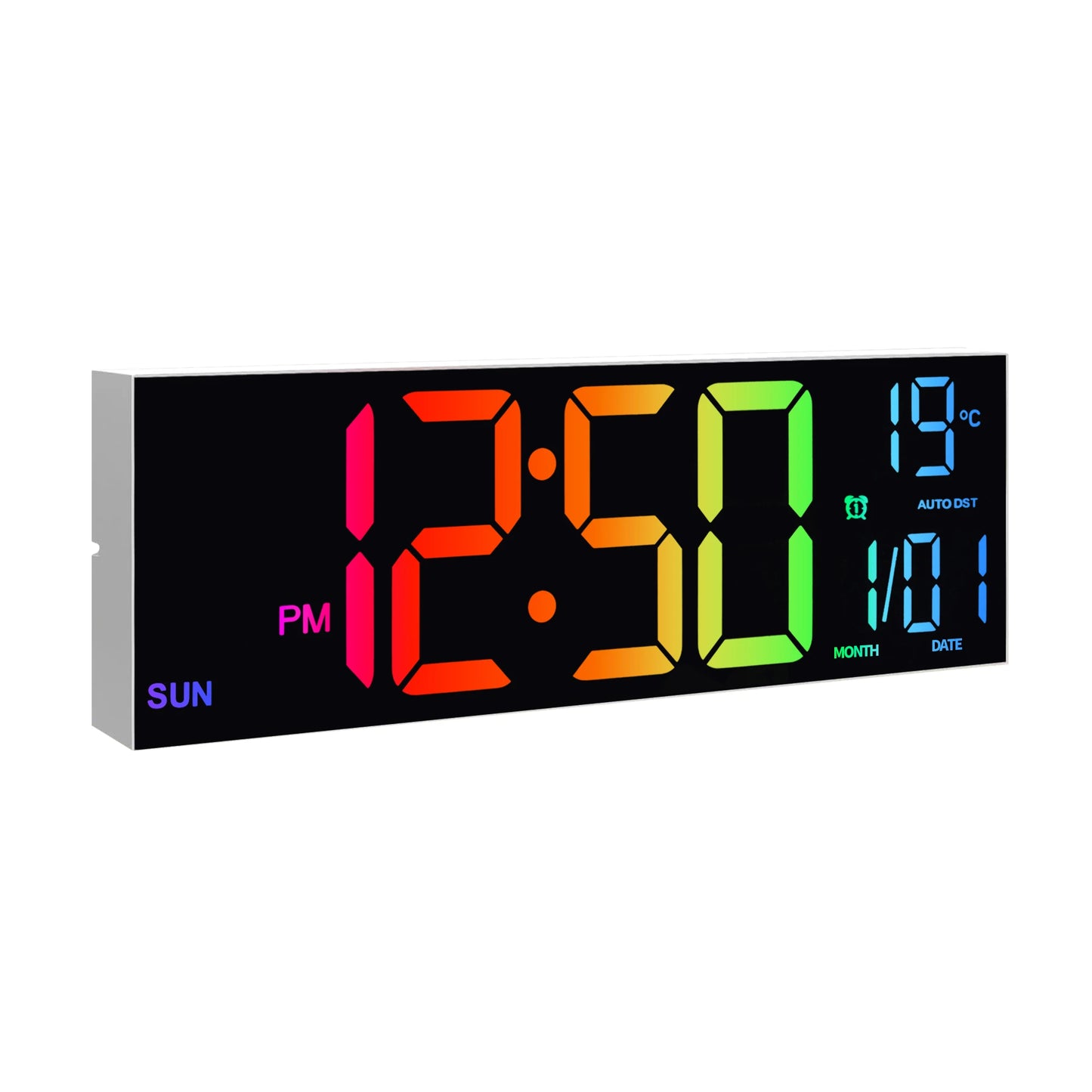 16 Inch Digital Wall Clock With LED Display RGB Color Alarm
