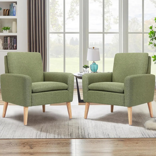 Accent Chair Set of 2 Mid Century Modern Upholstered Chairs