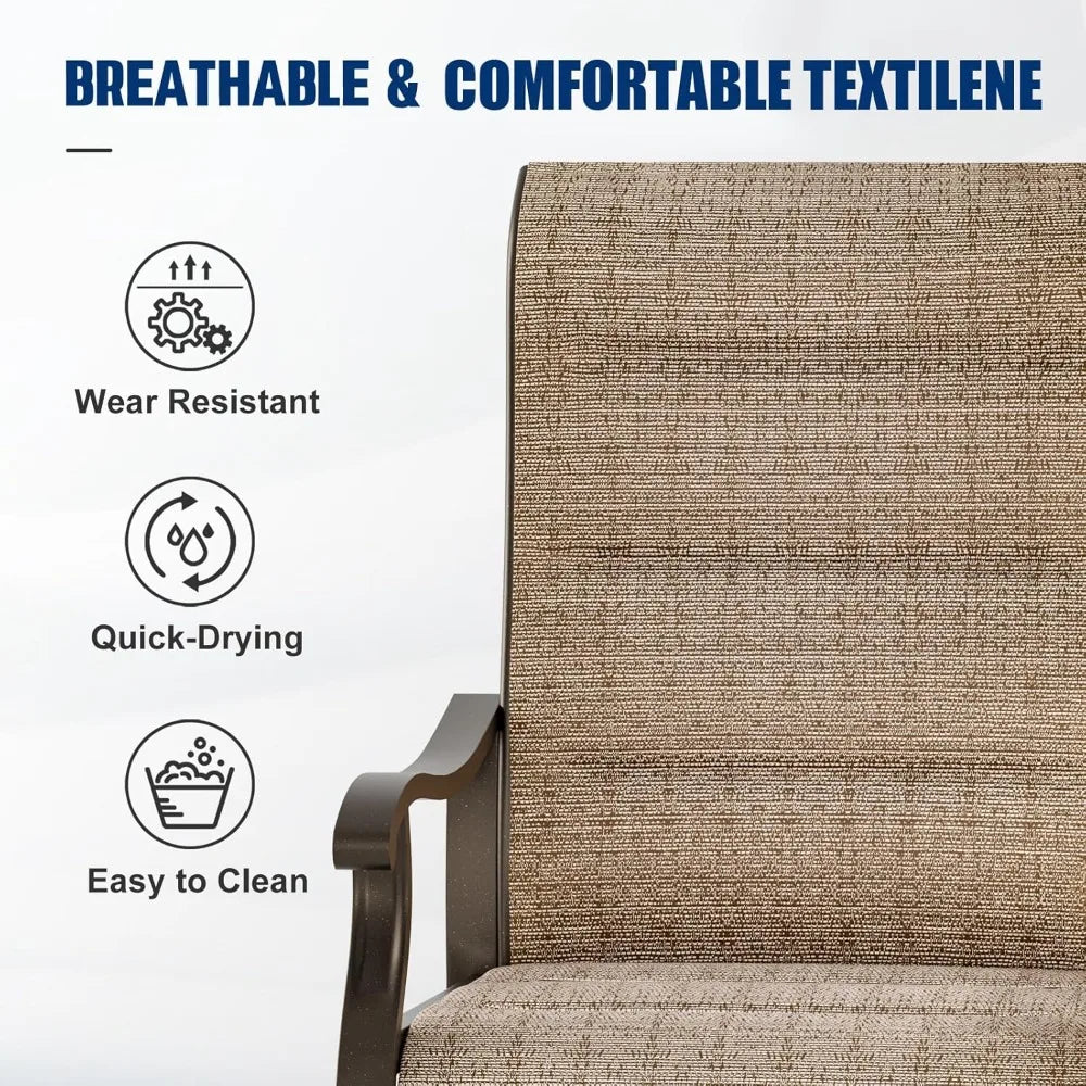 Patio Swivel Chairs Outdoor High Back Textilene Set of 2