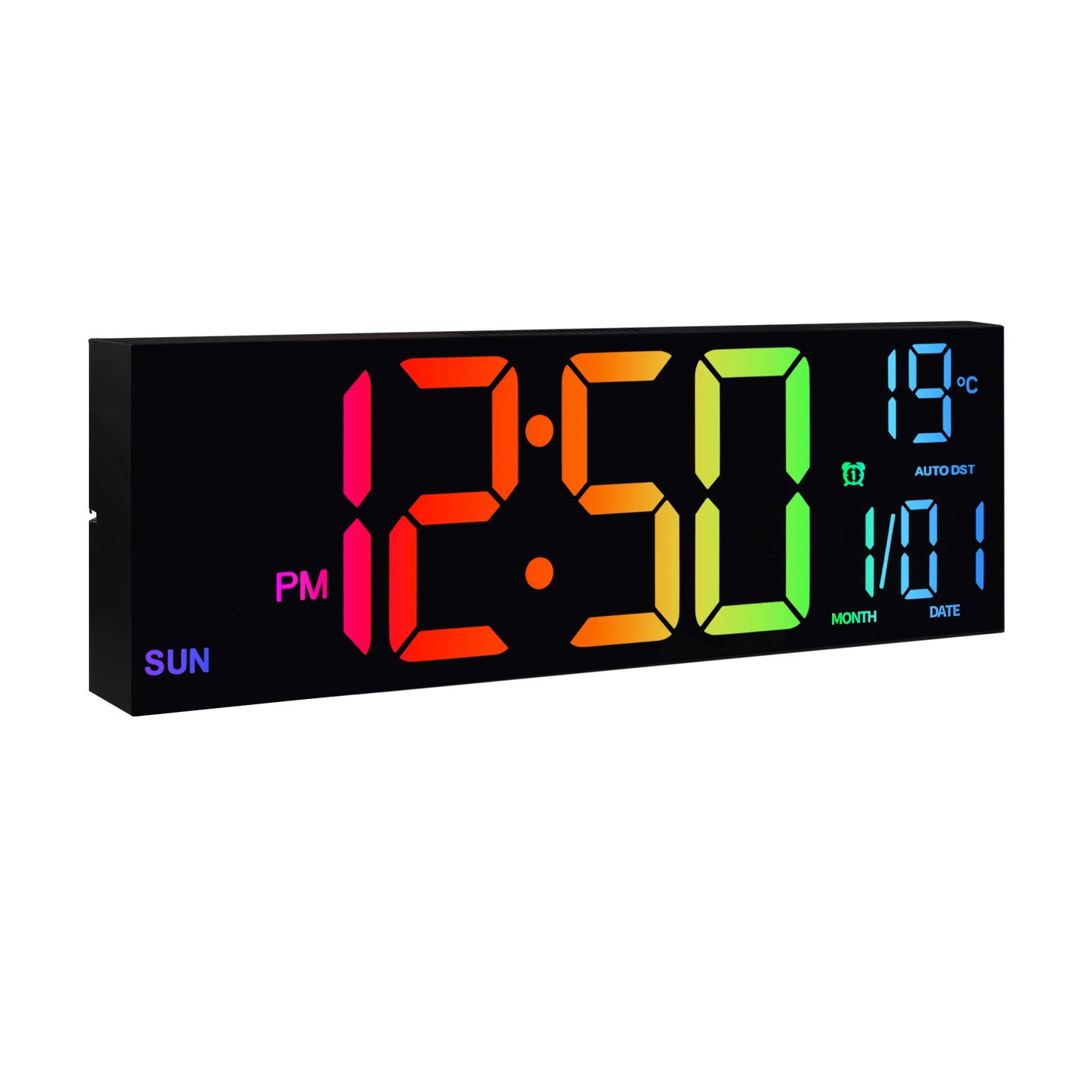 16 Inch Digital Wall Clock With LED Display RGB Color Alarm