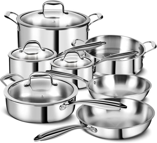 3 Ply Stainless Steel 11 Piece Cookware Set Induction Safe