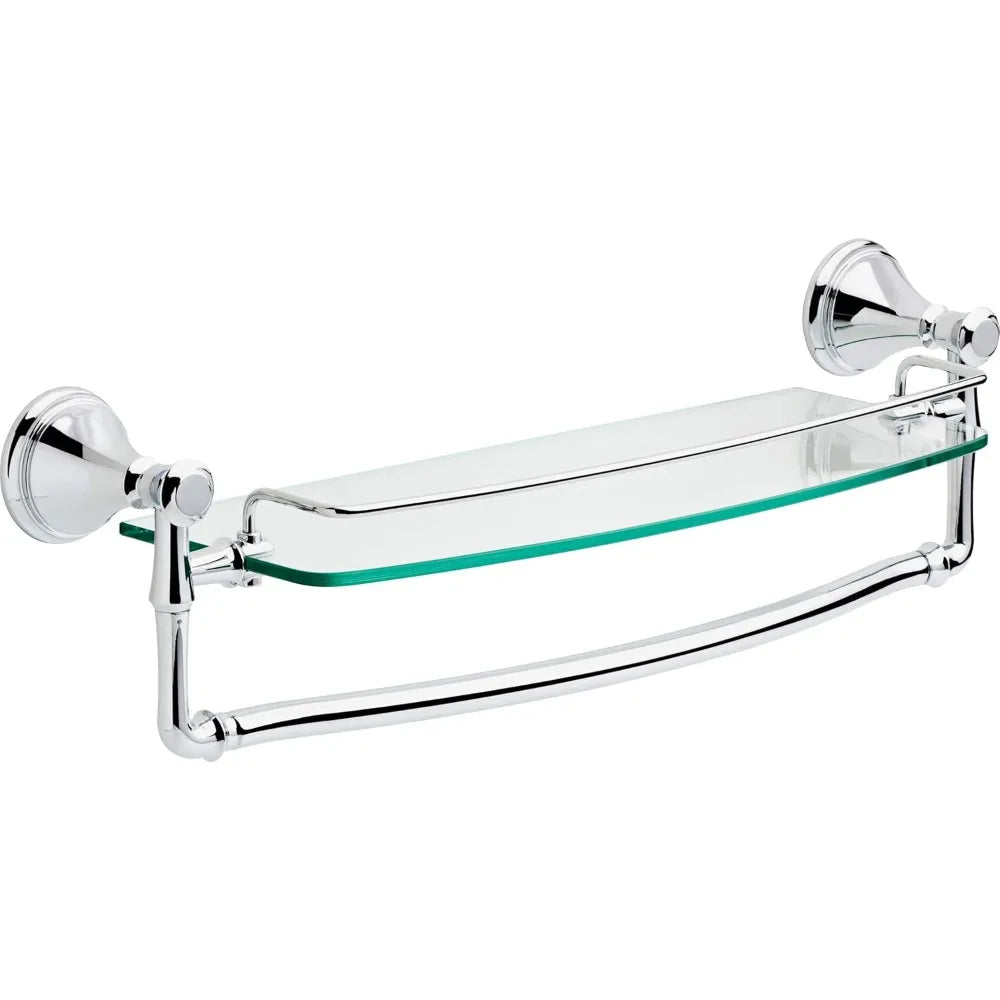 Delta Cassidy Glass Bathroom Shelf With Towel Bar Premium