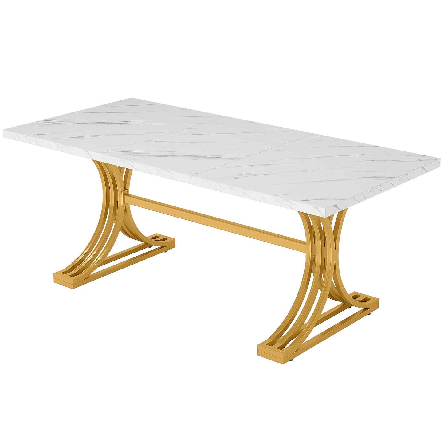 Tribesigns Dining Table For 4 To 6 With Faux Marble Top