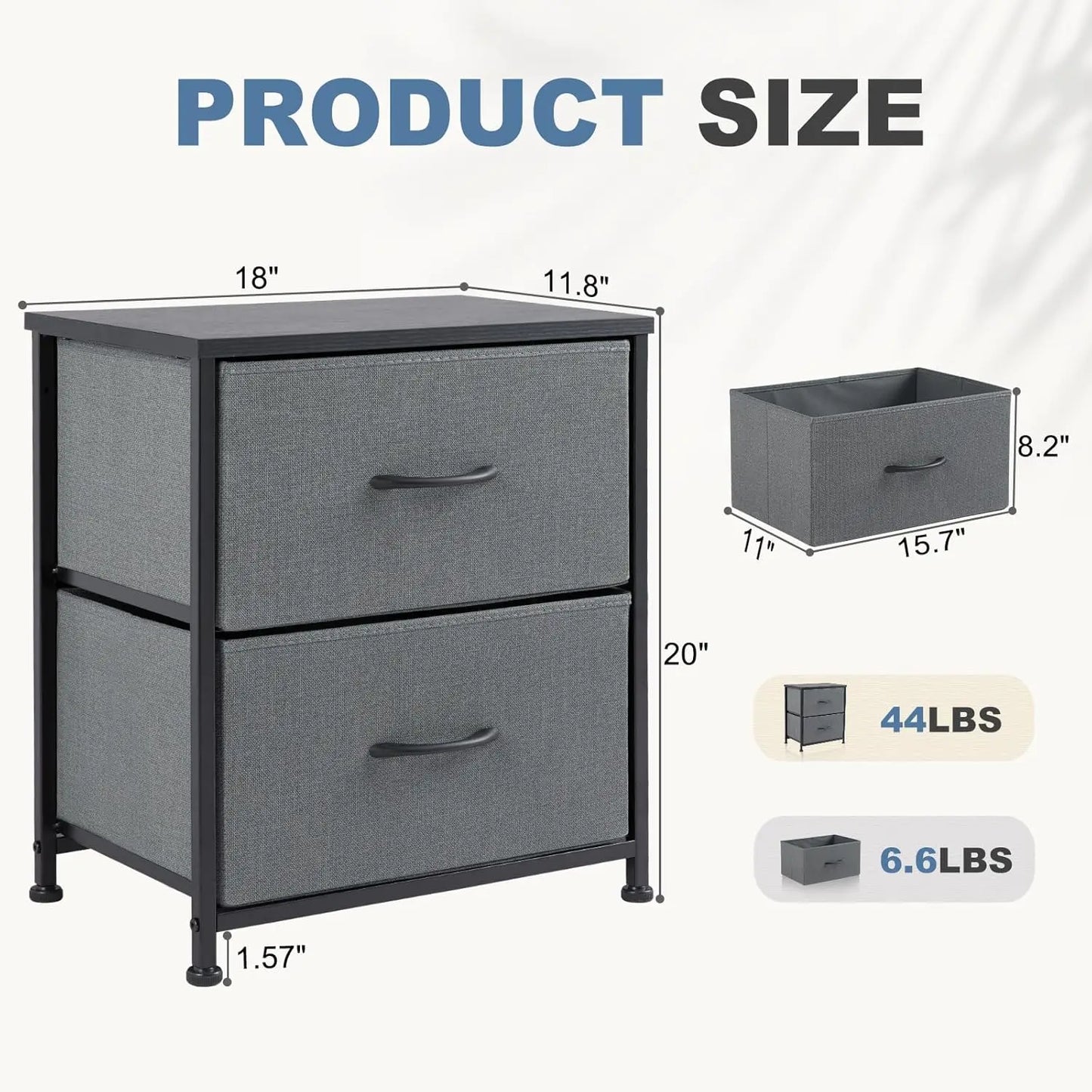 Morocco Style Nightstand 20 Inch Tall Black Fabric Drawers